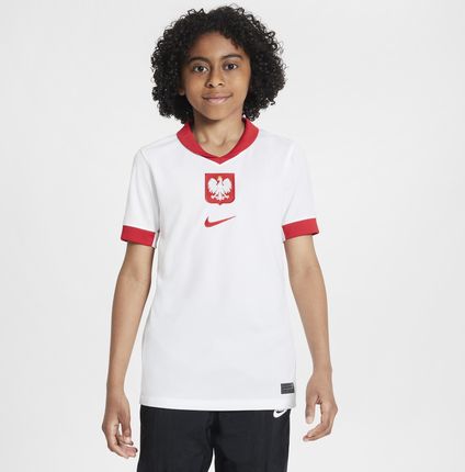 Koszulka Piłkarska Dla Dużych Dzieci Nike Dri-Fit Polska Stadium 2024/25 Wersja Domowa Replika - Biel