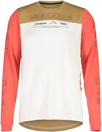 Koszulka Rowerowa Z Długim Rękawem Maloja Haunold Biały-Brązowy-Pomarańczowy