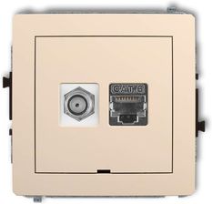 Karlik Deco Mechanizm Gniazda Antenowego Pojedyńczego F (Sat) + Gniazda Komputerowego Pojedyńczego 1Xrj45 6 Ekranowany 8-Stykowy Beżowy 1Dgfkb