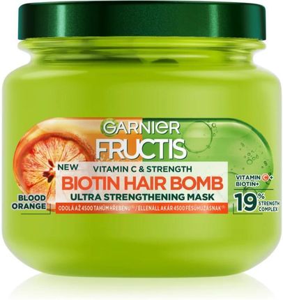 Garnier Fructis Vitamin & Strength Biotin Hair Bomb Wzmacniająca Maska Do Osłabionych Włosów Z Tendencją Wypadania 320ml