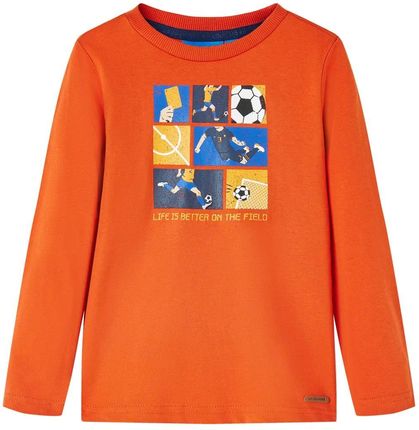 Koszulka dziecięca z długimi rękawami, piłka nożna, pomarańczowa, 128