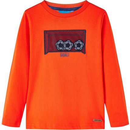 Koszulka dziecięca z długimi rękawami, piłka nożna, żywy pomarańcz, 92