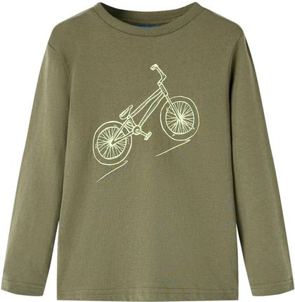 Koszulka dziecięca z długimi rękawami, z rowerem, khaki, 104