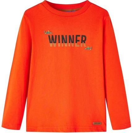 Koszulka dziecięca z długimi rękawami, napis Winner, pomarańcz, 140