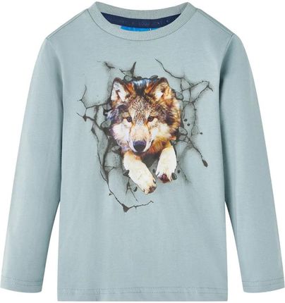 Koszulka dziecięca z długimi rękawami, z wilkiem, jasnoniebieska, 104