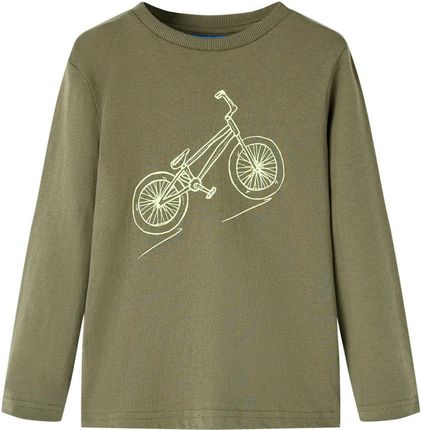 Koszulka dziecięca z długimi rękawami, z rowerem, khaki, 116