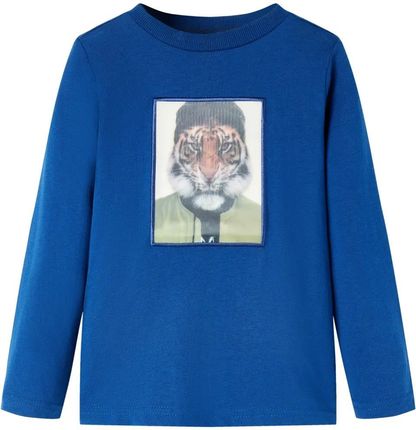 Koszulka dziecięca z długimi rękawami, tygrys, ciemnoniebieska, 116