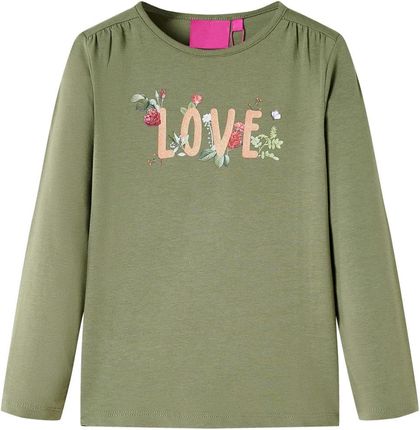 Koszulka dziecięca z długimi rękawami, z napisem Love, khaki, 92