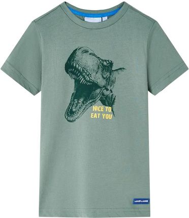 Koszulka dziecięca z krótkimi rękawami, z dinozaurem, khaki, 92