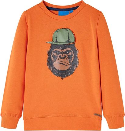Bluza dziecięca, nadruk z gorylem, ciemnopomarańczowa, 116