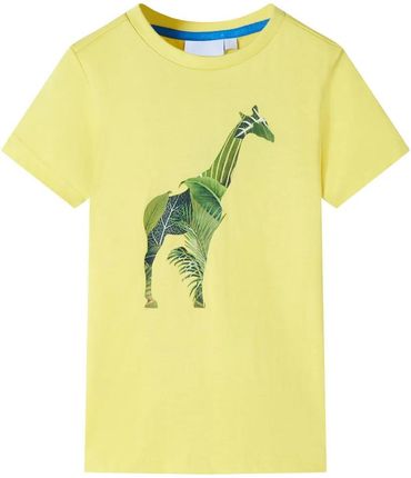 Koszulka dziecięca z nadrukiem żyrafy, żółta, 128