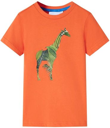 Koszulka dziecięca z nadrukiem żyrafy, jaskrawy pomarańcz, 128