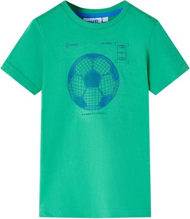 Koszulka dziecięca z nadrukiem piłki nożnej, zielona, 116