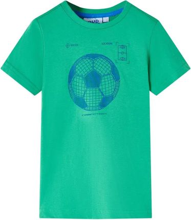Koszulka dziecięca z nadrukiem piłki nożnej, zielona, 140