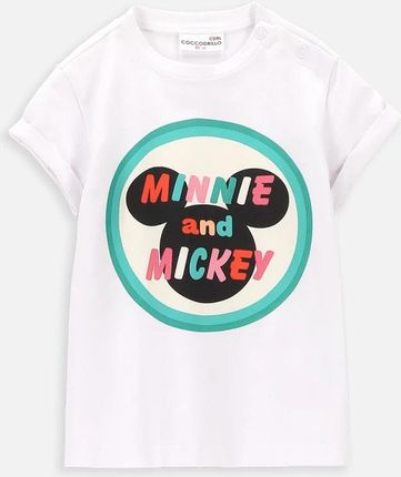 T-shirt z krótkim rękawem biały z kolorowym nadrukiem, licencja MICKEY MOUSE
