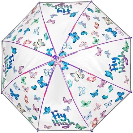 Parasol dziecięcy Perletti Cool Kids manualny długi transparentny dla dziewczynek wzór motyle