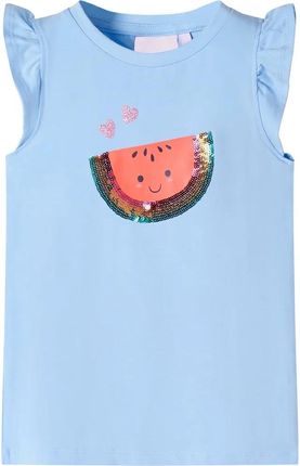 Koszulka dziecięca, z falbankami, jasnoniebieska, 140