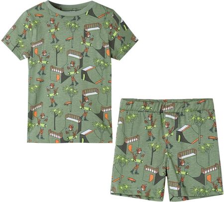 Piżama dziecięca z krótkimi rękawami, khaki, 116