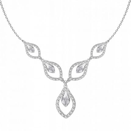 Naszyjnik Ślubny Wizytowy Kryształy Prezent Urodziny Biżuteria Srebro 925 DEDYKACJA GRATIS