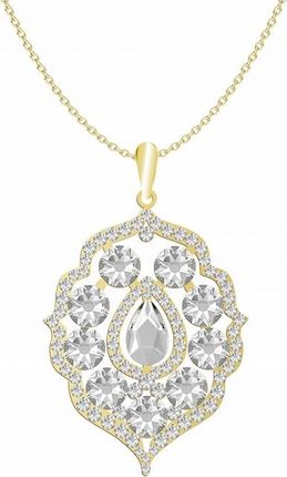 Naszyjnik Pozłacany Do Ślubu Z Kryształami Prezent Biżuteria Srebro 925 DEDYKACJA GRATIS