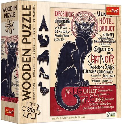 Trefl Puzzle drewniane 200el. Czarny Kot, Théophile Alexandre Steinlen 20254