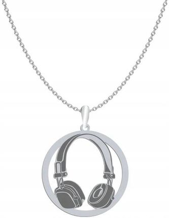 Naszyjnik Srebrny Słuchawki DJ Prezent Urodziny Biżuteria Srebro 925 GRAWER GRATIS