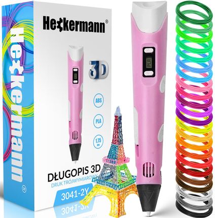 Heckermann Zestaw Długopis Drukarka 3D 3041-2Y Różowy + 115m Filamentu