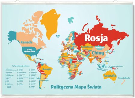 Plakat Z Polityczną Mapą Świata Kraje Państwa