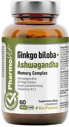 Kapsułki Pharmovit Clean Label Ginkgo Biloba + Ashwagandha Memory Complex 60szt.