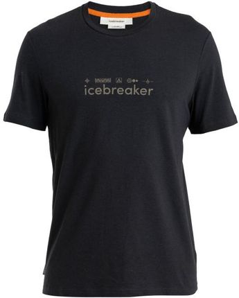 Męska koszulka Icebreaker Men Merino Central Classic SS Tee Nature Touring Club Wielkość: M / Kolor: czarny