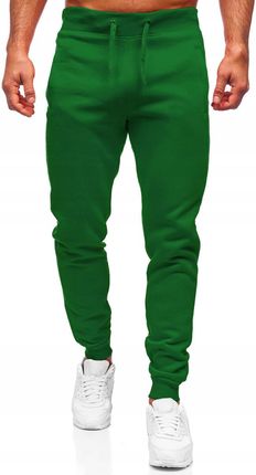Spodnie Dresowe Joggery Męskie Zielone XW01 Denley_xl