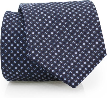 Szary krawat męski w geometryczny granatowo-niebieski wzór - kropki AD7