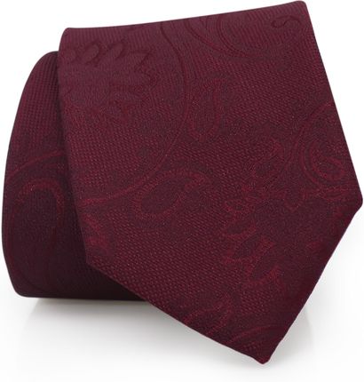 Bordowy krawat męski - strukturalny materiał - paisley AD14