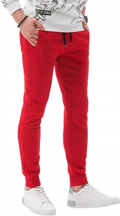 Spodnie męskie dresowe joggery P867 czerwone L