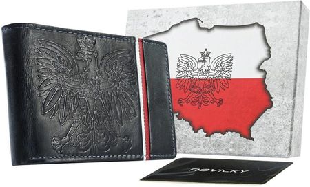 Skórzany portfel patriotyczny z godłem i flagą Polski