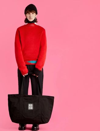 RAF SIMONS Vintage Knit Sweater With Contrasting Details Red Petrol