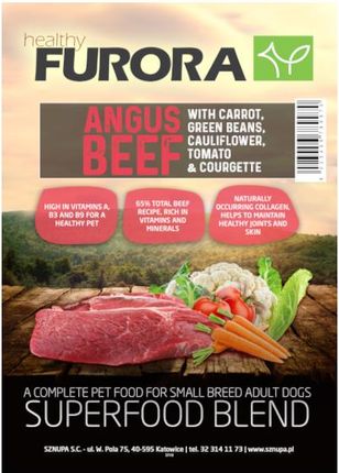 Furora Superfood 65% Mięsa Wołowego Angus Pies Dorosły Mała Rasa 6Kg