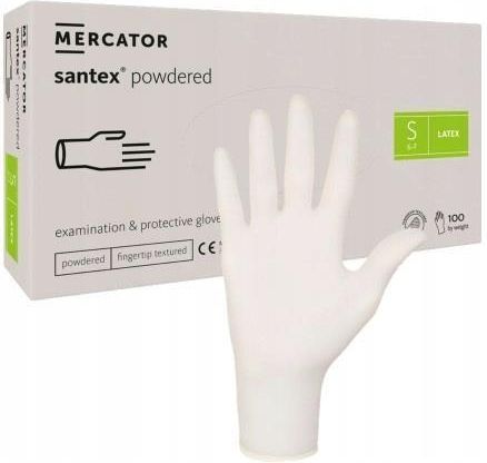 Mercator Medical Rękawiczki Lateksowe Pudrowane Santex Powdered Teksturowane Opuszki100Szt-L