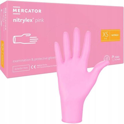 Mercator Medical Rękawiczki Nitrylowe Bezpudrowe Mercator Nitrylex Pink 100Sztuk-L