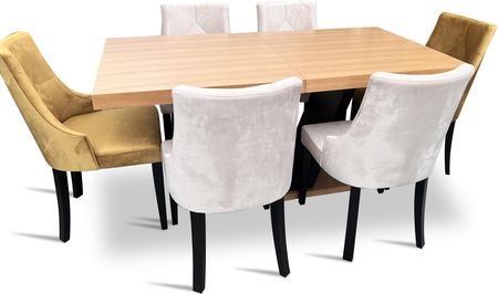Wioleks Stół Z Krzesłami Stół Rozkładany 160/90 + 2×40cm Sj80 + 6 Krzeseł Kw100