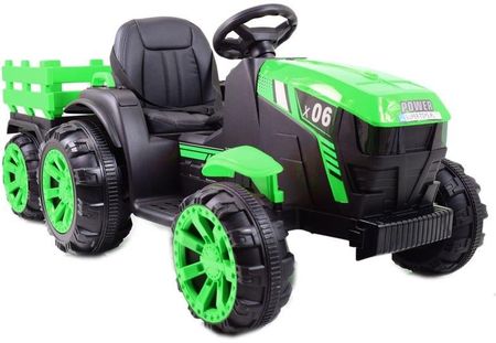 Import Super-Toys Wielki Traktor Na Akumulator Z Przyczepą "Power 06" Miękkie Siedzenie/Wh-777 Zielony