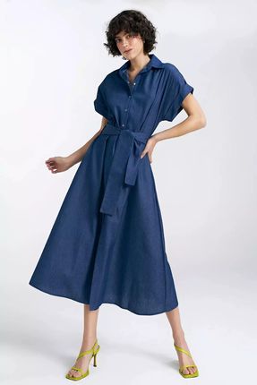 Modna sukienka dżinsowa z krótkim rękawem (Jeans, S/M)