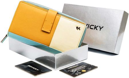 Kolorowy portfel damski z dwiema sekcjami, skóra naturalna Rovicky