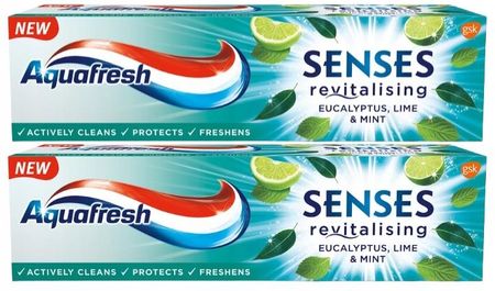 Aquafresh Senses Pasta do zębów o smaku eukaliptusa z miętą i limonką 2x75 ml