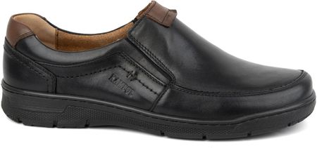 Buty męskie skórzane casual wsuwane 58KAM licowe czarne