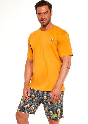 Piżama męska krótki rękaw Piwo M-XL (M, pomarańczowy)
