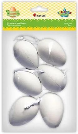 Titanum Zawieszki Plastikowe Jajka 40X60Mm Białe 6Szt