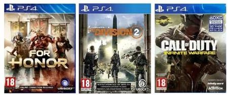 PS4 Zestaw 3 Gry For Honor i Division 2 i Infinite Warfare
