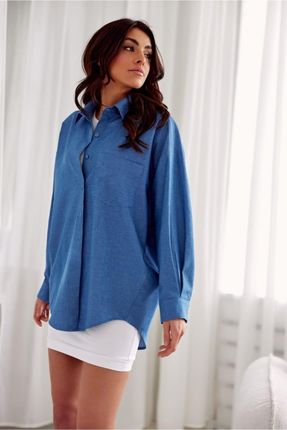 Koszula Damska Model Lana BLU0177 J03 Blue - Roco Fashion