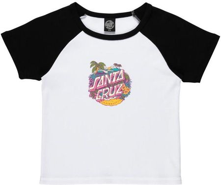 koszulka SANTA CRUZ - Aloha Dot Front Raglan Custom Tee White/Black (WHITE BLACK) rozmiar: 12